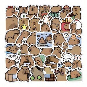 50pcs/Pack Capybara Meme Aesthetic Stickers Cute Cartoon Funny